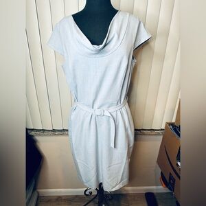 Calvin Klein Baby Blue Cowl Neck Retro Look Sheath Dress